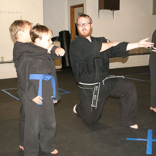 Kempo Karate Instructor with Kids Class students