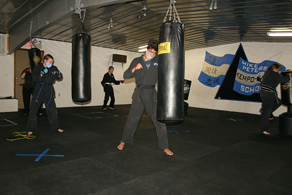 Kempo Karate Adult Class Bag Night Punching and kicking technics